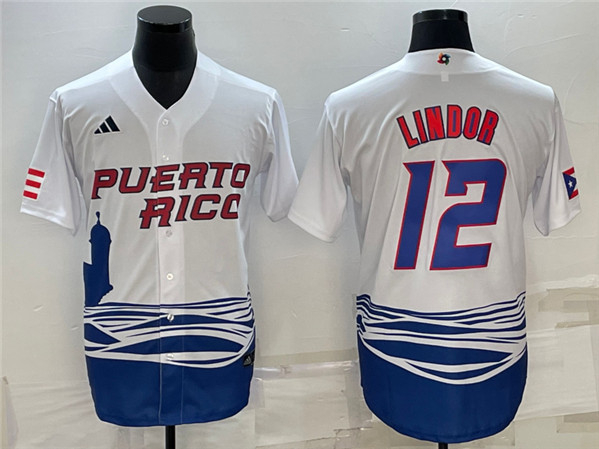 Men's Puerto Rico Baseball Custom 2023 White World Baseball Classic Stitched Jersey